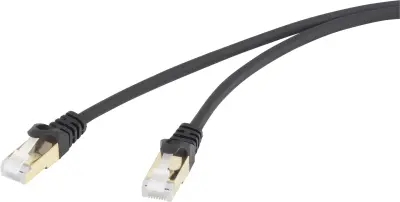 Renkforce RF-4241886 RJ45 omrežni kabel\, Patch kabel  F/FTP 1.00 m črna pozlačeni konektorji\, z zaščitnim zapornim zatičem 1 kos