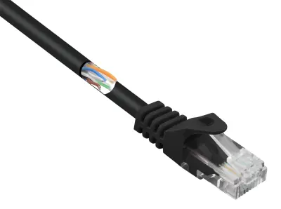 Renkforce RF-5044018 RJ45 omrežni kabel\, Patch kabel CAT 5e U/UTP 3.00 m črna z zaščitnim zapornim zatičem 1 kos