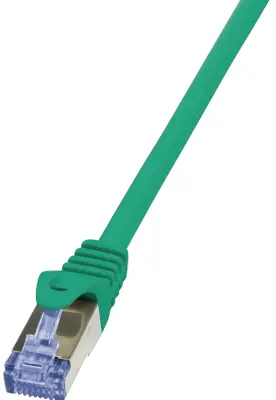 LogiLink CQ3015S RJ45 omrežni kabel\, Patch kabel CAT 6a S/FTP 0.25 m zelena ognjevaren\, z zaščitnim zapornim zatičem 1 kos