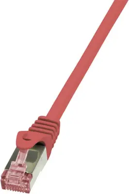 LogiLink CQ2064S RJ45 omrežni kabel\, Patch kabel CAT 6 S/FTP 3.00 m rdeča ognjevaren\, z zaščitnim zapornim zatičem 1 kos