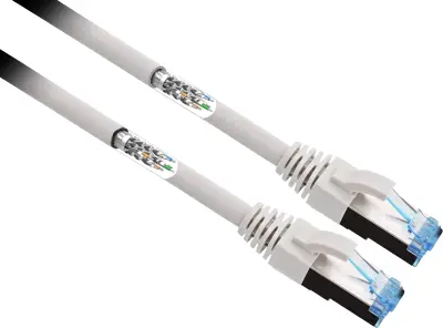 Renkforce RF-4732886 RJ45 omrežni kabel\, Patch kabel CAT 6a S/FTP 2.00 m siva visoko fleksibilno\, pozlačeni konektorji 1 kos