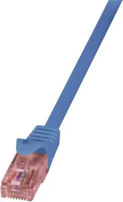 LogiLink CQ2056U RJ45 omrežni kabel\, Patch kabel CAT 6 U/UTP 2.00 m modra ognjevaren\, z zaščitnim zapornim zatičem 1 kos