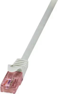 LogiLink CQ2022U RJ45 omrežni kabel\, Patch kabel cat 6 U/UTP 0.50 m siva ognjevaren\, z zaščitnim zapornim zatičem 1 kos