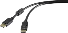 Renkforce DisplayPort priključni kabel DisplayPort  vtič\, DisplayPort  vtič 0.50 m črna UHD 4K @ 60 Hz pozlačeni konektorji\, s feritnim jedrom RF-4229022 DisplayPort kabel