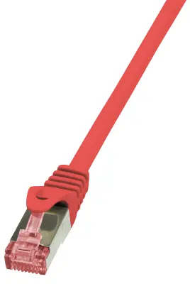 LogiLink CQ2014S RJ45 omrežni kabel\, Patch kabel CAT 6 S/FTP 0.25 m rdeča ognjevaren\, z zaščitnim zapornim zatičem 1 kos