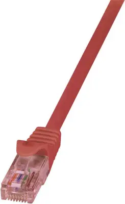LogiLink CQ2094U RJ45 omrežni kabel\, Patch kabel CAT 6 U/UTP 10.00 m rdeča ognjevaren\, z zaščitnim zapornim zatičem 1 kos