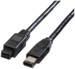 Kabel ROLINE IEEE 1394b / IEEE 1394\, 9/6-pin\, črn\, 1\,8 m Roline FireWire priključni kabel  1.80 m črna