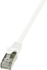 LogiLink CP2011S RJ45 omrežni kabel\, Patch kabel CAT 6 F/UTP 0.25 m bela z zaščitnim zapornim zatičem 1 kos