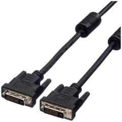 Value DVI priključni kabel DVI-D 24+1-polni vtič 1.00 m črna 11.99.5521 zaščiten\, lahko se privije DVI kabel