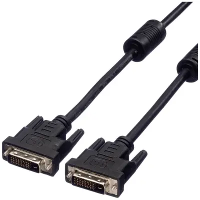 Value DVI priključni kabel DVI-D 24+1-polni vtič 5.00 m črna 11.99.5555 zaščiten\, lahko se privije DVI kabel