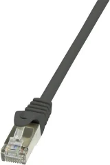 LogiLink CP2073S RJ45 omrežni kabel\, Patch kabel CAT 6 F/UTP 5.00 m črna z zaščitnim zapornim zatičem 1 kos