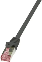 LogiLink CQ2083S RJ45 omrežni kabel\, Patch kabel CAT 6 S/FTP 7.50 m črna ognjevaren\, z zaščitnim zapornim zatičem 1 kos