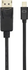 Renkforce Mini-DisplayPort / DisplayPort adapterski kabel mini DisplayPort  vtič\, DisplayPort  vtič 2.00 m črna RF-4538176 pozlačeni konektorji DisplayPort kabel