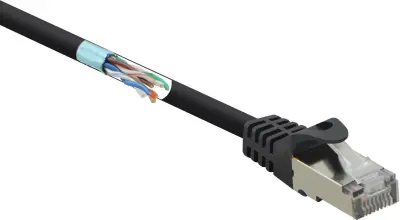 Renkforce RF-4732884 RJ45 omrežni kabel\, Patch kabel CAT 5e F/UTP 5.00 m črna z zaščitnim zapornim zatičem 1 kos