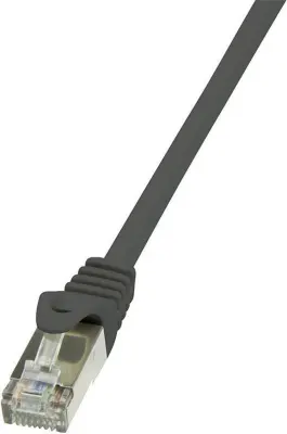 LogiLink CP1013S RJ45 omrežni kabel\, Patch kabel CAT 5e F/UTP 0.25 m črna z zaščitnim zapornim zatičem 1 kos