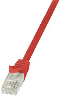 LogiLink CP2014U RJ45 omrežni kabel\, Patch kabel CAT 6 U/UTP 0.25 m rdeča z zaščitnim zapornim zatičem 1 kos
