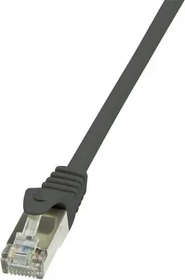 LogiLink CP1063S RJ45 omrežni kabel\, Patch kabel CAT 5e F/UTP 3.00 m črna z zaščitnim zapornim zatičem 1 kos