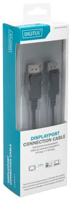 Digitus DisplayPort priključni kabel DisplayPort  vtič\, DisplayPort  vtič 2.00 m črna DB-340100-020-S okrogel\, dvojno oklopljen DisplayPort kabel