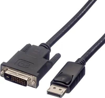 Roline DisplayPort / DVI adapterski kabel DisplayPort  vtič\, DVI-D 24+1-polni vtič 1.50 m črna 11.04.5775 zaščiten DisplayPort kabel
