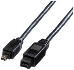 Kabel ROLINE IEEE 1394b / IEEE 1394\, 9/4-pinski\, črn\, 1\,8 m Roline FireWire priključni kabel  1.80 m črna