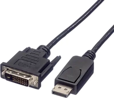 Roline DisplayPort / DVI adapterski kabel DisplayPort  vtič\, DVI-D 24+1-polni vtič 2.00 m črna 11.04.5610 zaščiten DisplayPort kabel