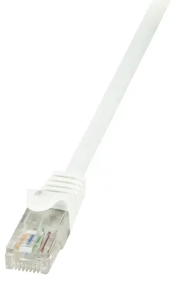 LogiLink CP2081U RJ45 omrežni kabel\, Patch kabel CAT 6 U/UTP 7.50 m bela z zaščitnim zapornim zatičem 1 kos