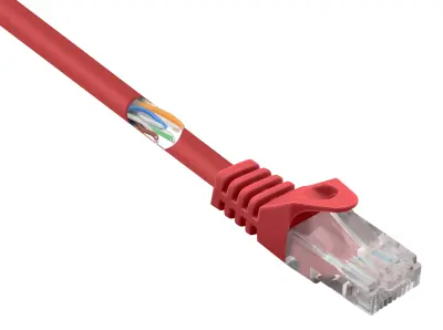 Renkforce RF-5043842 RJ45 omrežni kabel\, Patch kabel CAT 5e U/UTP 0.50 m rdeča z zaščitnim zapornim zatičem 1 kos