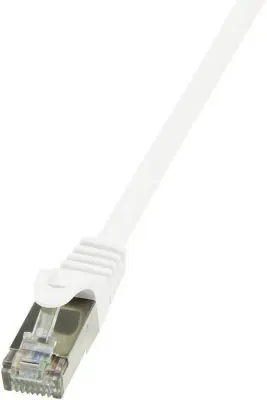 LogiLink CP2021S RJ45 omrežni kabel\, Patch kabel CAT 6 F/UTP 0.50 m bela z zaščitnim zapornim zatičem 1 kos
