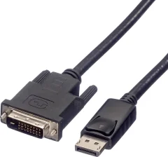 Roline DisplayPort / DVI adapterski kabel DisplayPort  vtič\, DVI-D 24+1-polni vtič 1.00 m črna 11.04.5771 zaščiten DisplayPort kabel