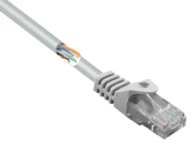 Renkforce RF-5043978 RJ45 omrežni kabel\, Patch kabel CAT 5e U/UTP 0.15 m siva z zaščitnim zapornim zatičem 1 kos
