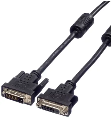 Value DVI priključni kabel DVI-D 24+1-polni vtič 1.00 m črna 11.99.5562 zaščiten\, lahko se privije DVI kabel