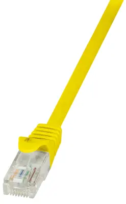 LogiLink CP1017U RJ45 omrežni kabel\, Patch kabel CAT 5e U/UTP 0.25 m rumena z zaščitnim zapornim zatičem 1 kos