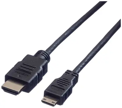 Value HDMI priključni kabel HDMI-A  vtič\, HDMI-mini-C  vtič 2.00 m črna 11.99.5580 zaščiten HDMI kabel