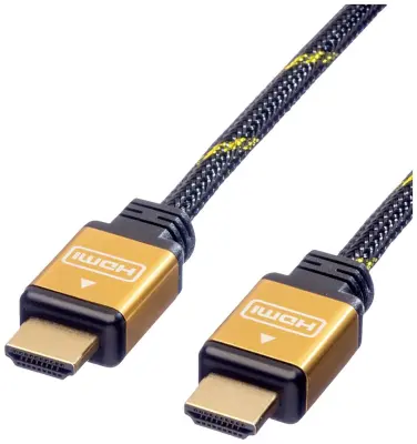 Roline HDMI priključni kabel HDMI-A  vtič 3.00 m črna\, zlata 11.04.5563 dvojno oklopljen\, pozlačeni konektorji HDMI kabel
