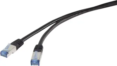 Renkforce RF-4673684 RJ45 omrežni kabel\, Patch kabel CAT 6a S/FTP 3.00 m črna UV odporen 1 kos