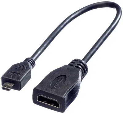 Roline HDMI priključni kabel HDMI-A  vtičnica\, HDMI-mikro-D  vtič 0.15 m črna 11.04.5584 zaščiten HDMI kabel