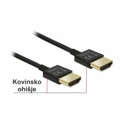 Delock HDMI priključni kabel HDMI-A  vtič\, HDMI-A  vtič 1.50 m črna 84772 #####4K UHD\, pozlačeni konektorji HDMI kabel