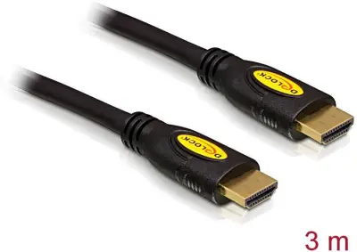 Delock HDMI priključni kabel HDMI-A  vtič\, HDMI-A  vtič 3.00 m črna 82454 pozlačeni konektorji HDMI kabel