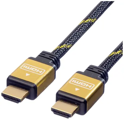 Roline HDMI priključni kabel HDMI-A  vtič 5.00 m črna\, zlata 11.04.5505 #####4K UHD\, dvojno oklopljen\, pozlačeni konektorji HDMI kabel