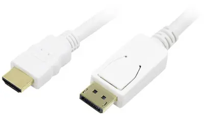 LogiLink DisplayPort / HDMI adapterski kabel DisplayPort  vtič\, HDMI-A  vtič 2.00 m bela CV0055 pozlačeni konektorji DisplayPort kabel