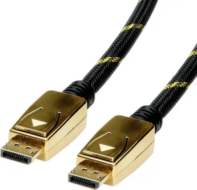 Roline DisplayPort priključni kabel DisplayPort  vtič\, DisplayPort  vtič 10.00 m črna/zlata 11.04.5649 zaščiten DisplayPort kabel
