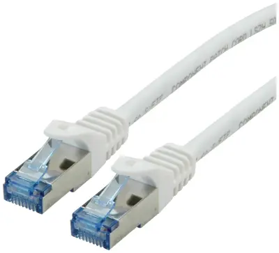 Roline 21.15.2976 RJ45 omrežni kabel\, Patch kabel cat 6a S/FTP 0.30 m bela\, rdeča  1 kos