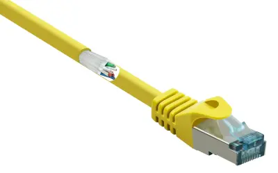 Renkforce RF-5088648 RJ45 omrežni kabel\, Patch kabel CAT 6a S/FTP 2.00 m rumena z zaščitnim zapornim zatičem\, ognjevaren 1 kos