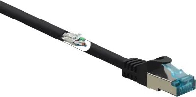 Renkforce RF-5047478 RJ45 omrežni kabel\, Patch kabel CAT 6a S/FTP 2.00 m črna ognjevaren 1 kos