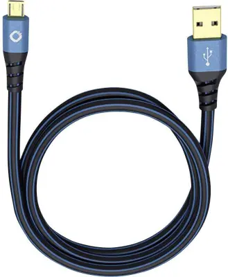 USB 2.0  [1x moški konektor USB 2.0 tipa A - 1x moški konektor USB 2.0 tipa micro B] 5.00 m modra pozlačeni konektorji Oehlbach USB Plus Micro