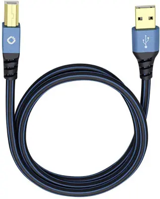 USB 2.0  [1x moški konektor USB 2.0 tipa A - 1x moški konektor USB 2.0 tipa B] 7.50 m modra pozlačeni konektorji Oehlbach USB Plus B