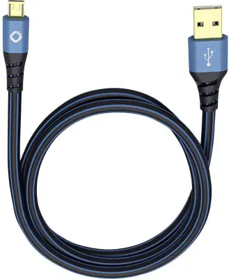 USB 2.0  [1x moški konektor USB 2.0 tipa A - 1x moški konektor USB 2.0 tipa micro B] 3.00 m modra pozlačeni konektorji Oehlbach USB Plus Micro