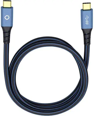 USB 3.0  [1x moški konektor USB-C® - 1x moški konektor USB-C®] 1.00 m modra pozlačeni konektorji Oehlbach USB Plus CC