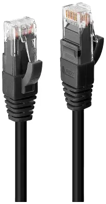 LINDY 45430 RJ45 omrežni kabel\, Patch kabel cat 6 U/UTP 0.30 m črna  1 kos
