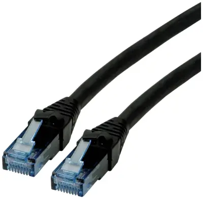 Roline 21.15.2757 RJ45 omrežni kabel\, Patch kabel CAT 6a U/UTP 10.00 m črna  1 kos
